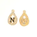 Ciondolo lettera N a goccia in strass in lega dorata accessorio gioielli fai da te - Stile Lettera N (XH60226) / Oro
