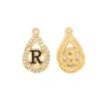 Ciondolo a goccia lettera R in strass dorato lega fai da te accessorio gioielli per collana - Stile Lettera R (XH60226) / Oro
