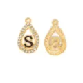 Pendente lettera goccia strass in lega DIY per braccialetto collana creazione gioielli. - Stile Lettera S (XH60226) / Oro