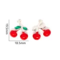 19.5mm Red Cherry Alloy Jewelry DIY Pendants Accessories for Necklaces and Earrings - 3D Enamel Style (XH60604) / Red And Green Style (2#)