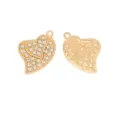 Gold rhinestone heart charm pendant DIY jewelry accessory necklace earring keychain decor - Gold Double-Sided Textured Heart Style (3#)