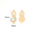 Gold-plated alloy figure-8 jewelry connector with rhinestones and opal stone detail. - Infinity Style (XH60523) / 23x10mm / Infinity