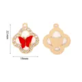 Ciondolo a forma di trifoglio con farfalla di strass in lega DIY accessorio dettaglio - 1# (Oro Farfalla Rossa)