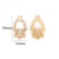 Gold hamsa hand charm set with crystal rhinestones, perfect for DIY jewelry making and crafts. - 19x12mm