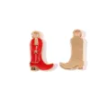 Metall Emaile Western Cowboy Stiefel Charms fuer DIY Schmuck Zubehoer und niedliche Anhaenger. - Cowboystiefel / Rot