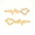 Gouden legering hart ECG bedel connectoren DIY handgemaakte armband ketting sieraden - Dubbele hart hanger / Goud