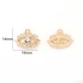 Gold tone evil eye charm pendant DIY rhinestone alloy jewelry accessory 14x19mm size - 14x19mm
