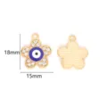 Blue evil eye flower pendant DIY alloy rhinestone jewelry accessories, size 18x15mm - 18x15mm