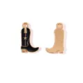 Cowboy Stiefel Legierung Anhänger DIY Schmuck Zubehör Gold und Schwarz Emaille Design - Cowboystiefel / Schwarz