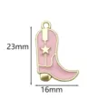 Rosa Emaillierter Cowboy Stiefel Anhänger Legierung DIY Schmuck Accessoire mit Stern 23x16mm - Große Cowboystiefel / 16*23mm / Rosa