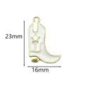 Niedlicher Emaille Cowboy Stiefel Metall Anhänger Schmuck DIY Zubehör 23x16mm Basteln - Große Cowboystiefel / 16*23mm / Weiß