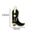 Westlicher Legierung Emaille Cowboy Stiefel Anhänger DIY süßer Schmuck Accessoire 23x16mm - Große Cowboystiefel / 16*23mm / Schwarz