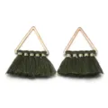 Handgemachte Dreieck Polyester Quaste Ohrringe DIY Schmuck Basteln Anhänger Zubehör. - Dreieck / Höhe ca. 25 mm / Dunkelarmeegrün