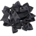 Black satin ribbon swallowtail bows set for handmade DIY hair clips and apparel accessories. - 12x13cm Ribbon Width 3cm / 4 Pieces/Pack / Black
