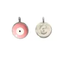 Silver alloy evil eye charm pink enamel round DIY jewelry making pendant accessory - Round Shape Pink Evil Eye (8#)