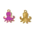 Lindo colgante de aleación de esmalte de pulpo morado DIY para hacer joyas de collar - Estilo Pulpo Frente Púrpura Esmalte (12#)