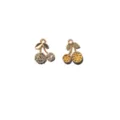 Cherry pendant detail view, alloy inlaid with sparkling cubic zirconia, DIY accessory. - 5# Micro-Pave White Zirconia Cherry