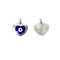 Silver evil eye heart pendant DIY jewelry charm accessory, cute blue enamel metal talisman charm. - Heart Shape Blue Evil Eye (1#)