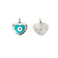 Classic Turkish evil eye silver alloy heart pendant, perfect for DIY bracelet and necklace. - Heart Shape Dark Blue Evil Eye (2#)