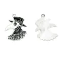 Gothic plague doctor metal enamel charm pendant DIY necklace bracelet jewelry making accessory - Silver Plague Doctor