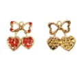 Gold alloy cherry pendant with red and yellow zircon stones, perfect for DIY jewelry making. - 12# Heart Zirconia Cherry