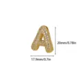 Gold Pave Zircon Letter A Pendant 3D Puffy Initial Charm for DIY Jewelry Making Necklace - Gold Pave (XH50402) / 1 Piece / Letter A