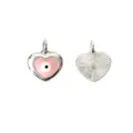 Silver Evil Eye Heart Pendant DIY Jewelry Accessory Pink Enamel Charm for Bracelet - Heart Shape Pink Evil Eye (4#)