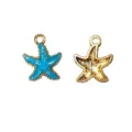 Colgante de estrella de mar con esmalte azul de aleación para hacer joyas y collares DIY. - Estilo Estrella de Mar Frente Azul Reverso Oro (2#)