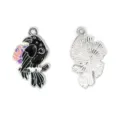 Gothic crow pendant enamel alloy charm DIY handmade necklace bracelet jewelry accessory - Silver Floral Crow