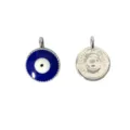Silver alloy evil eye pendant charm, classic blue evil eye DIY bracelet jewelry making accessory. - Round Shape Blue Evil Eye (5#)