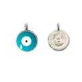 Silver alloy evil eye pendant charm for DIY bracelet and necklace jewelry making accessories. - Round Shape Dark Blue Evil Eye (6#)