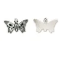 Gothic Skull Butterfly Pendant DIY Enamel Charm for Necklace Bracelet Jewelry Making - Silver Butterfly