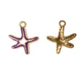 Colgante de estrella de mar dorado esmalte violeta aleación DIY collar accesorios - Estilo Estrella de Mar Frente Púrpura Esmalte Reverso Oro (7#)