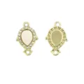 14K gold plated double loop teardrop bezel charm with rhinestones for DIY jewelry making. - Teardrop Tray Style 1#