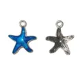 Colgante Estrella de Mar Esmalte Azul Aleación DIY Collar Joya Playa Verano Accesorio - Estilo Estrella de Mar Frente Azul Oscuro Brillantina Reverso Oro (9#)