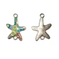 Colgantes estrella de mar esmalte aleacion DIY joyas accesorios doble anilla oceano 2pz - Estilo Estrella de Mar Doble Asa Lunares Geométricos (10#)