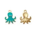 Encantador colgante pulpo esmalte aleación DIY collar joyería estilo océano lindo - Estilo Pulpo Frente Azul Esmalte Reverso Oro (11#)