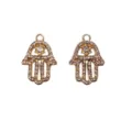 Goldene Hamsa Hand Anhänger mit Davidstern Strass Legierung Schmuck DIY Armband 2Stk - Goldenes Hexagramm Hand der Fatima (3#)