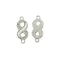 Silver tone infinity connector charm, rhinestone crystal double loop DIY jewelry making piece. - Infinity Symbol Style 5#
