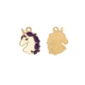 Pendentif breloque licorne en émail doré pour accessoires de fabrication de bijoux DIY - Style N°3 / 16.8x13mm