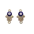Goldene Hamsa Hand böser Blick Anhänger Strass Emaille DIY Schmuck Zubehör Accessoire. - Goldene Doppelring Hand der Fatima (7#)