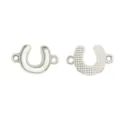 Silver horseshoe metal charms with double loops DIY jewelry pendant connectors, 2pcs pack. - Horseshoe Style 8#