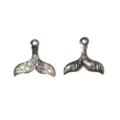 Colgante de collar DIY cola de ballena de aleación, cristales y dijes de metal. - Estilo Cola de Pescado Doble Cara Strass Rayas Plata (16#Cola de Pescado Plata)