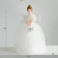 Christmas tree top angel doll ornament with white lace dress for holiday decoration gift - White