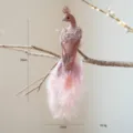 Roze pauw veer kerstboom ornament hangende decoratie variant specificatie 25cm - Roze