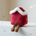 Natale rosso peluche casa giocattolo simpatica decorazione festiva gambe pendenti 15cm - Casa Rossa (Stile B)