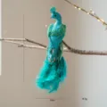 Kunstmatig pauwenveren ornament voor kerstboom decoratie en feestelijke etalage rekwisieten - Groen