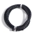 Black braided leather cord DIY jewelry accessory, perfect for bracelets and necklaces making. - Width 6mm Hollow Core / Black