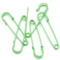 Green metal safety pins set for clothing waist tightening, DIY craft and brooch accessories. - Green