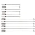 Detailed view of metal brooch pins and silicone stoppers for DIY jewelry making accessories. - Straight Pin Without Cap (90mm) / 10 Pieces/Pack / Silver